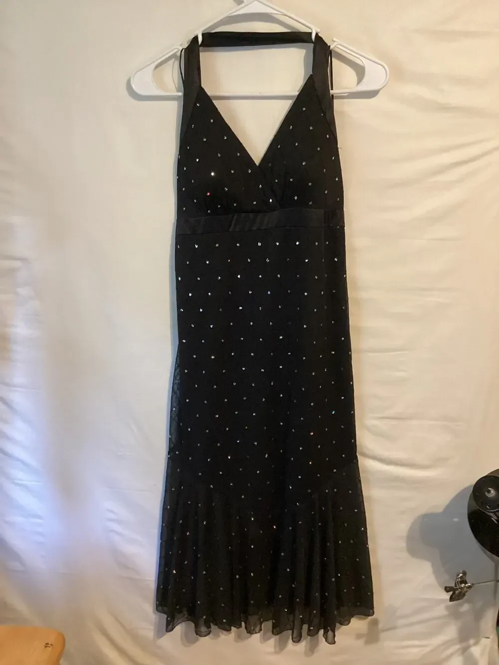 1143 STUDIO 1940 Womens Halter Dress Rhinestone Detail Black Size 8